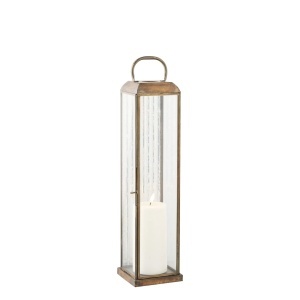 Felinar decorativ Herslev, Auriu antic, 12x12x49 cm