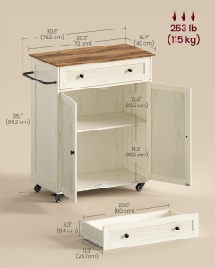 Insula de bucatarie Siren, Alb rustic, 78.5x40x89.2 cm - Img 6
