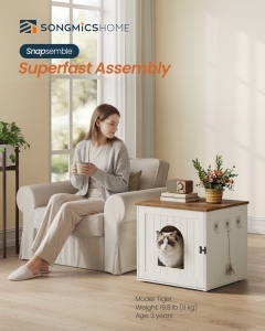 Litiera acoperita, Hopu, Songmics, Alb, 55x50x50 cm - Img 2
