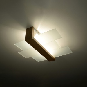 Lustra Feniks din lemn, Natural 43x43x12 cm - Img 3