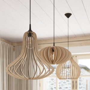 Lustra suspendata Elza din lemn, Natural 41x41x110 cm - Img 8
