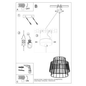 Lustra suspendata Gate Negru 35x35x130 cm - Img 5