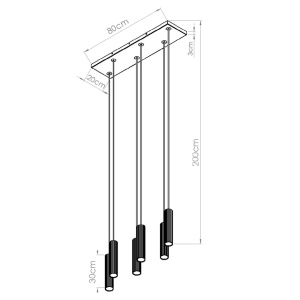 Lustra suspendata LED Ivar 6L Taupe 3000K 80x20x200 cm - Img 2