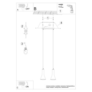 Lustra suspendata Rea din beton Gri 34x12x113 cm - Img 4