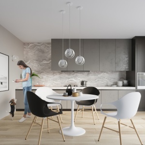 Lustra suspendata Tulos Alb 30x30x117 cm - Img 7