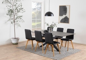 Masa dining Heaven, Negru, 75.5x200x100 cm - Img 2