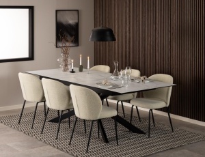 Masa dining Irwine, Alb, 76x240x100 cm - Img 5
