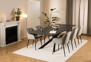 Masa dining Irwine, Negru, 76x240x100 cm - Img 4