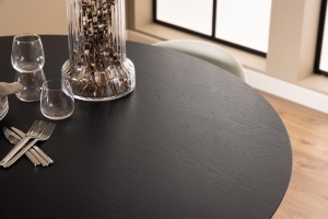 Masa dining Roxby, Negru, 76x140x140 cm - Img 5