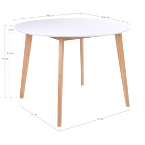 Masa dining Vojens, Alb, 105x105x75 cm