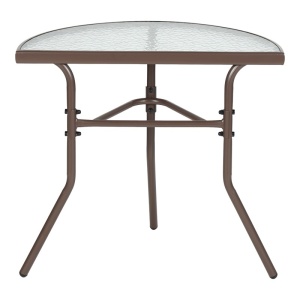 Masuta de cafea de gradina consola semicerc, Bion, Maro, 70x40x65 cm - Img 3