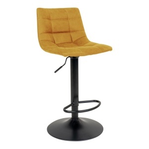 Scaun de bar tapitat Middelfart, Galben mustar, 45x43x88/108 cm - Img 5