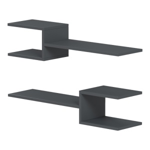 Set 2 bucati Raft de perete, Sumpa, Antracit, 20x65x18 cm - Img 4