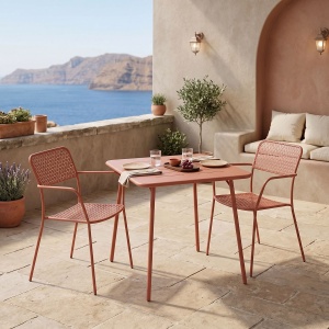 Set 3 bucati masa si scaune gradina V2, Moraja, Terracotta, 70x70x73 cm