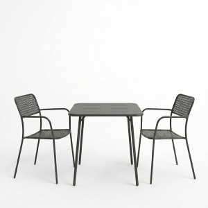 Set 3 masa si scaune gradina V1, Moraja, Negru, 70x70x73 cm - Img 2