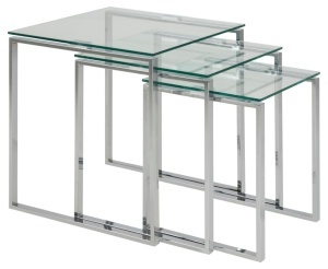 Set 3 piese Masute de cafea stivuibile Katrine, Transparent, 55x50x50 cm - Img 4