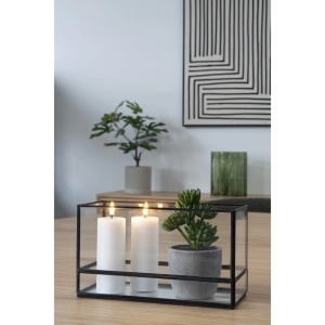 Suport pentru lumanari Hurricane, Negru, 30x12x15 cm