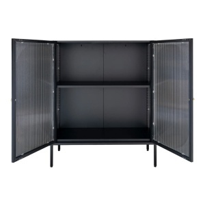 Vitrina metalica Adelaide, Negru, 35x90x110 cm