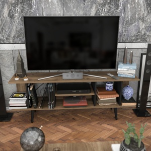 Έπιπλο TV Akya-Walnut, Μαύρο