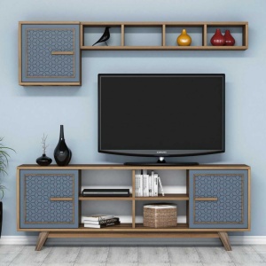 Έπιπλο TV Ayla-Walnut, Blue