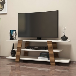 Έπιπλο TV Flower-Walnut, Κρεμ