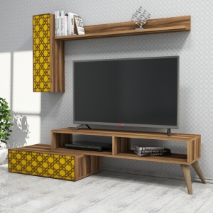 Έπιπλο TV Planet-Walnut, Yellow