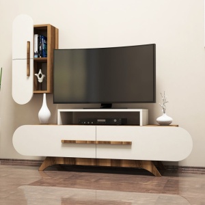 Έπιπλο TV Rose S-Walnut, Κρεμ