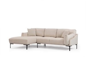 Γωνιακός Καναπές Leo Κρεμ 255x150x65 cm - Img 3