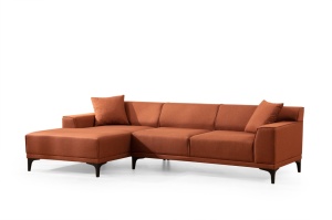 Γωνιακός Καναπές Petra Πορτοκαλί 145x250x69 cm - Img 5