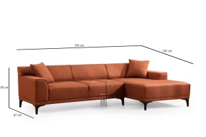 Γωνιακός Καναπές Petra Πορτοκαλί 145x250x69 cm - Img 9