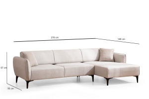 Δεξιός Γωνιακός Καναπές Belissimo Μπεζ 270x140x67 cm - Img 8