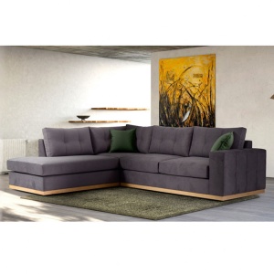 Δεξιός Γωνιακός Καναπές Boston Σκούρο Γκρι - Natural 280x225x95 cm - Img 2