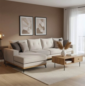 Δεξιός Γωνιακός Καναπές Luxury II Κρεμ - Mocha - Μαύρο 290x235x90 cm