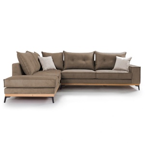 Δεξιός Γωνιακός Καναπές Luxury II Mocha - Κρεμ - Μαύρο 290x235x90 cm - Img 2