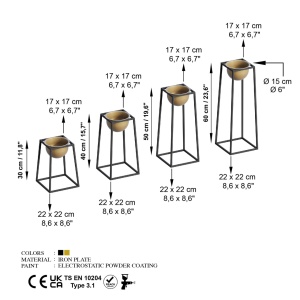 Διακοσμητική Γλάστρα GED018A Χρυσό 17x30x30 cm - Img 6