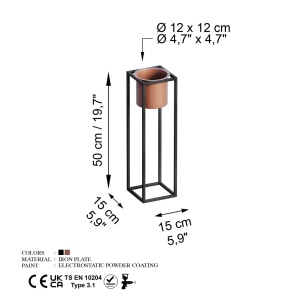 Διακοσμητική Γλάστρα GED023B Χάλκινο 15x50x15 cm - Img 6