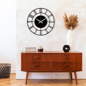 Διακοσμητικό Μεταλλικό Ρολόι Τοίχου Enzoclock Μαύρο 48x48 cm - Img 2
