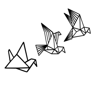 Διακοσμητικό Τοίχου από Ξύλο και Μέταλλο Origami, Μαύρο, 26x32 cm - Img 2
