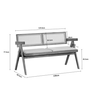 Διθέσιο παγκάκι Winslow, Καρυδί, 60x130x77.5 cm - Img 6