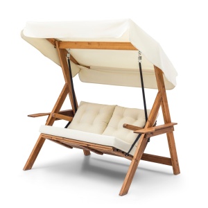 Διπλή Κούνια Κήπου Galata Swing S2, Κρεμ, 160x195x120 cm