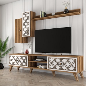Έπιπλο TV Class S-Walnut, Λευκό - Img 2