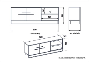 Έπιπλο TV Polka Χρυσό 160x56.6x38.5 cm - Img 6
