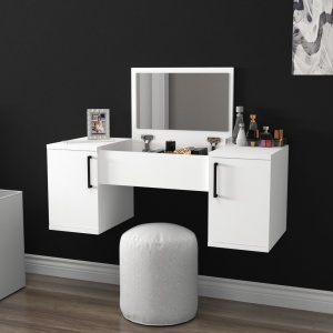 Επιτοίχια τουαλέτα μακιγιάζ Mercan Λευκό 100x74.1x35 cm - Img 2