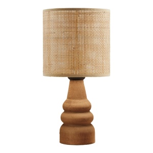 Επιτραπέζιο φωτιστικό Salpe ξύλο fag και rattan natural 15x15x32 cm