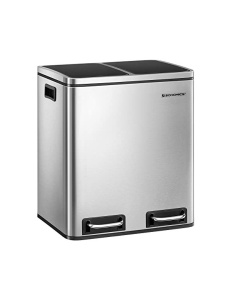 Κάδος ανακύκλωσης, Songmics, 2 x 15L, εσωτερικές λαβές, Ασημί / Μαύρο, LTB30H
