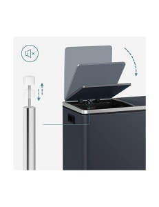Κάδος ανακύκλωσης, Songmics, 2 διαμερίσματα, 2 x 30 L, LTB60GS, Γκρι - Img 6