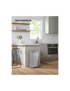Κάδος απορριμμάτων κουζίνας, Songmics, 30L, Soft Close, Silver - Img 2