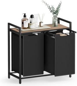 Καλάθι απλύτων Vasagle Μαύρο 2 x 46L, 73 x 33 x 72 cm
