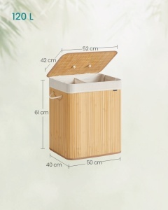 Καλάθι απλύτων Songmics Φυσικό 50x40x61 cm - Img 5