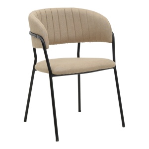 Καρέκλα Morel material μπεζ πόδια μέταλλο μαύρο 55x55x76 cm